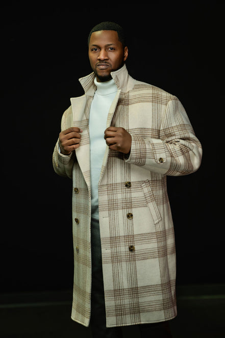 The Winter Lux “Ivory Plaid” Double-Breasted Overcoat