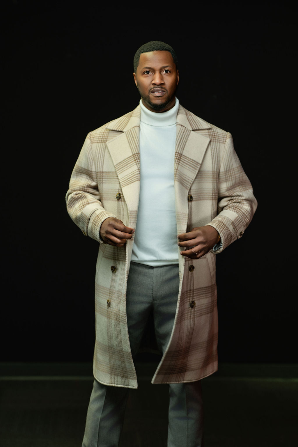 The Winter Lux “Ivory Plaid” Double-Breasted Overcoat