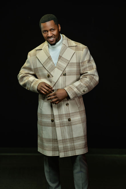 The Winter Lux “Ivory Plaid” Double-Breasted Overcoat