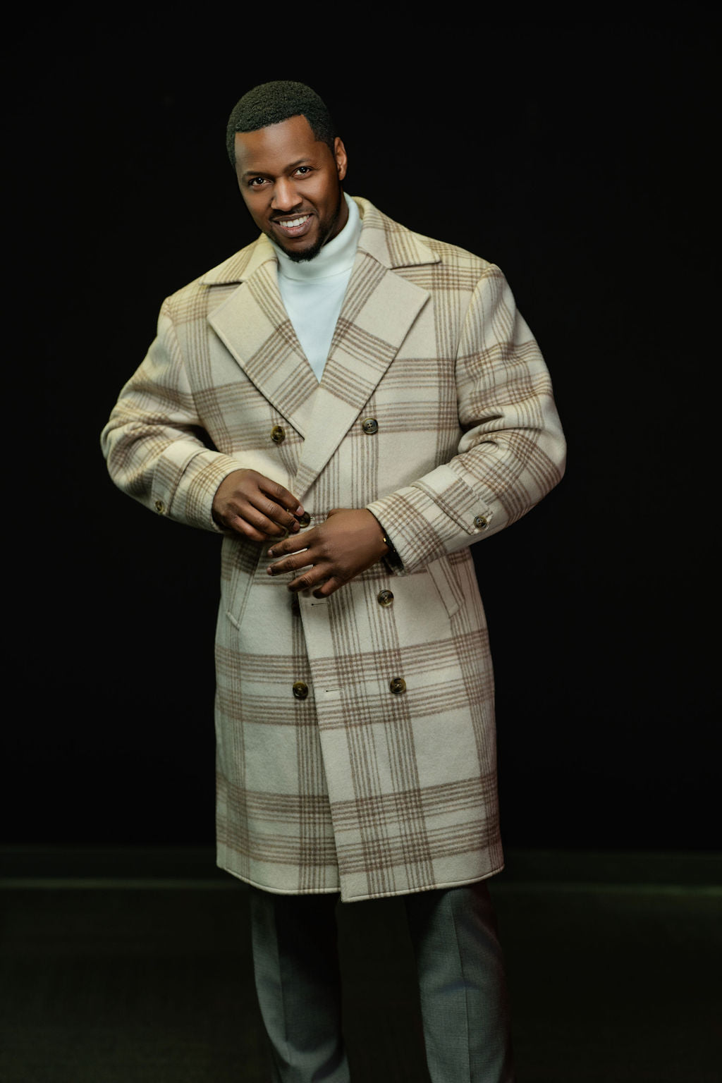 The Winter Lux “Ivory Plaid” Double-Breasted Overcoat