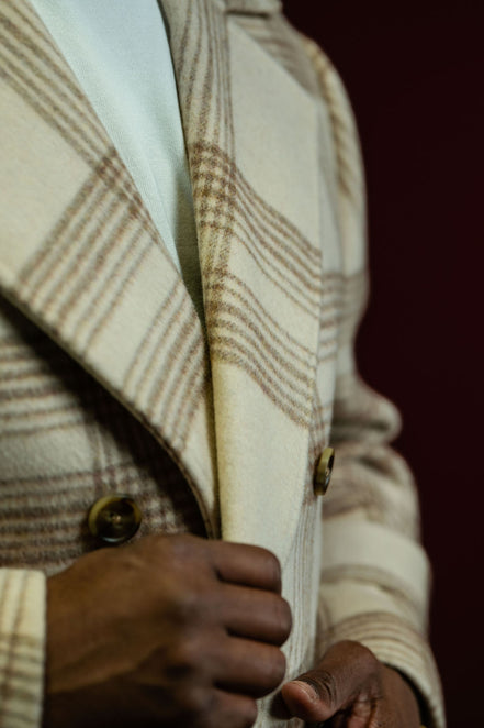 The Winter Lux “Ivory Plaid” Double-Breasted Overcoat
