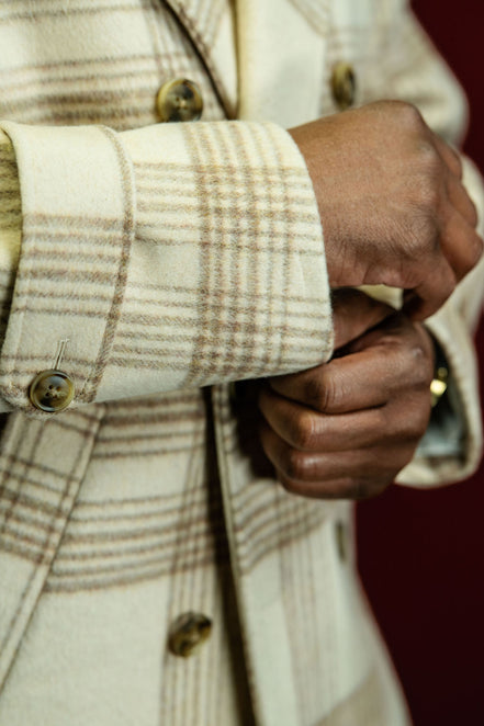 The Winter Lux “Ivory Plaid” Double-Breasted Overcoat