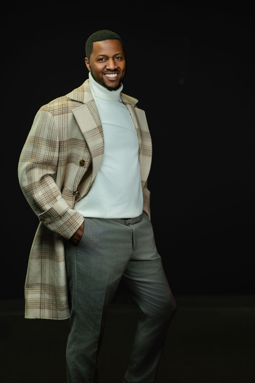 The Winter Lux “Ivory Plaid” Double-Breasted Overcoat