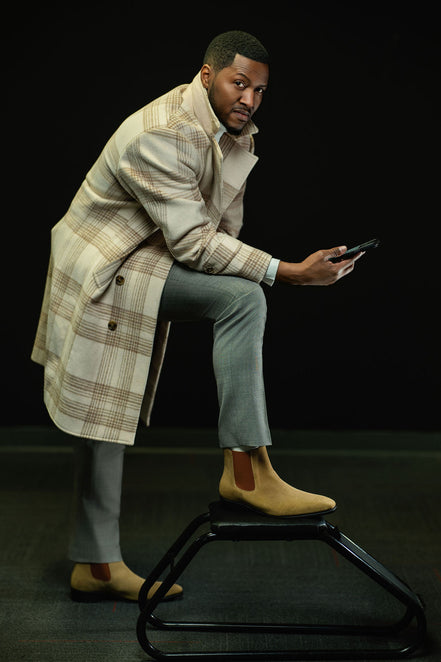 The Winter Lux “Ivory Plaid” Double-Breasted Overcoat