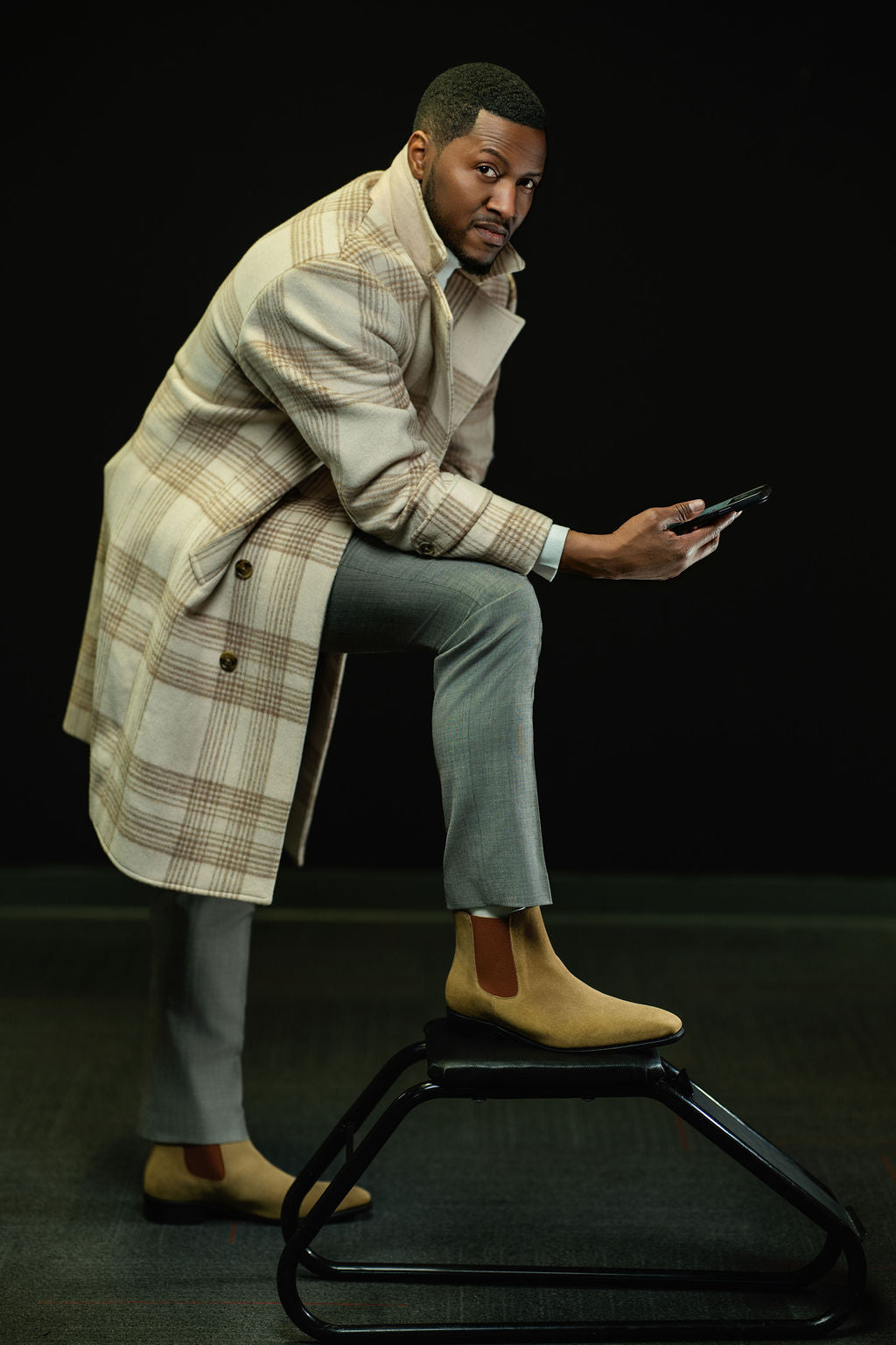 The Winter Lux “Ivory Plaid” Double-Breasted Overcoat