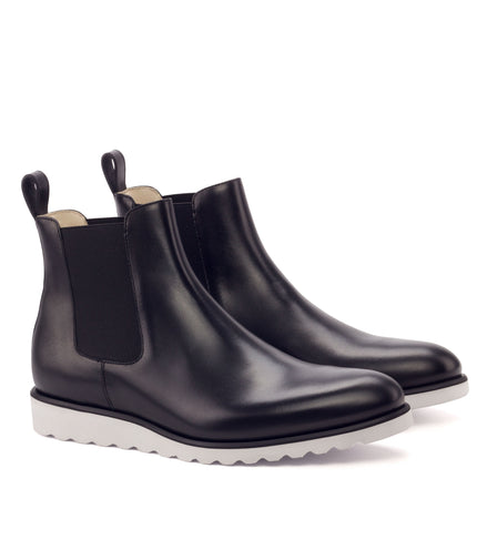 Black Leather Slide On Boot