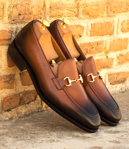 Cognac Loafer with Gold buckle