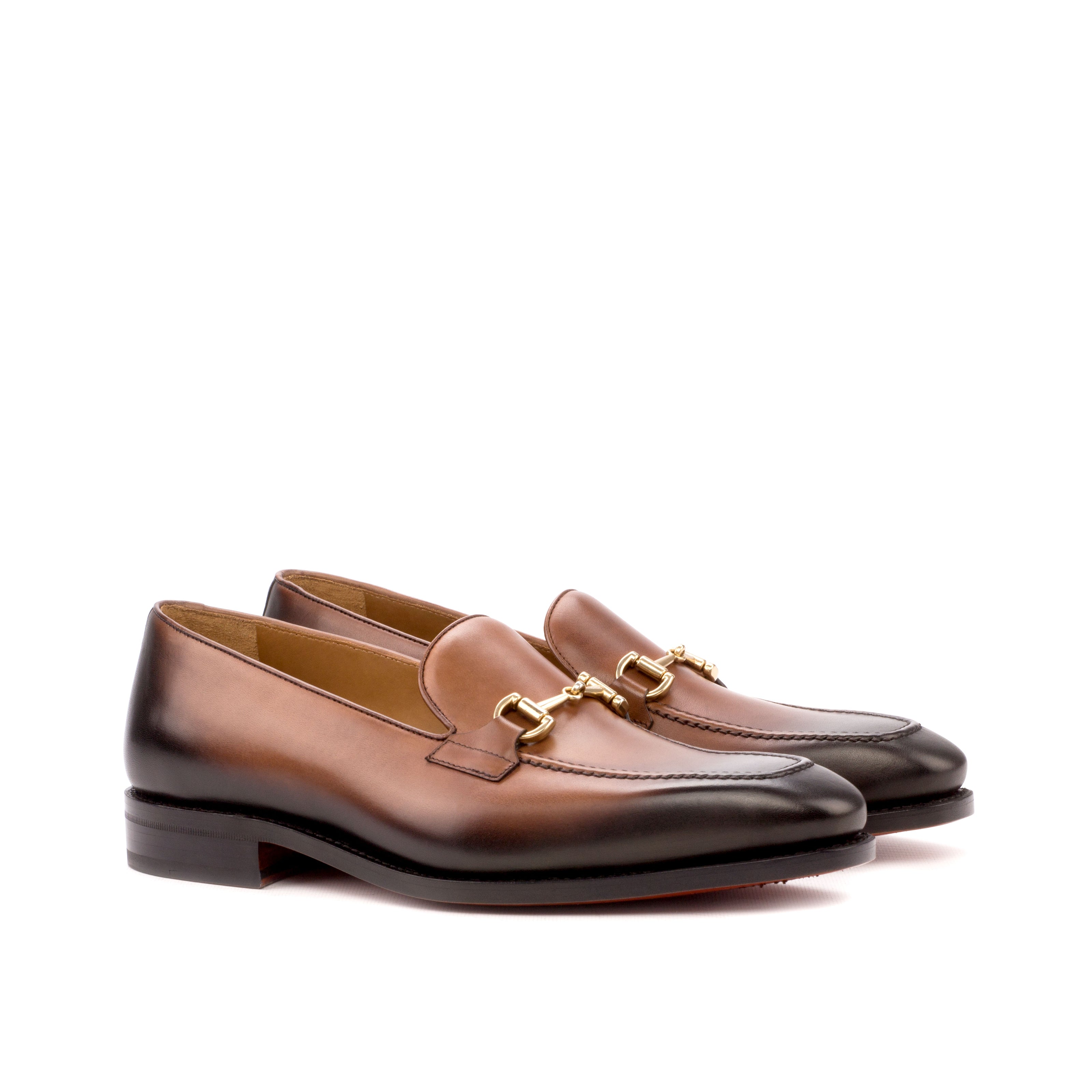 Cognac Loafer with Gold buckle