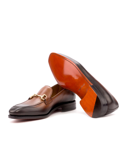 Cognac Loafer with Gold buckle