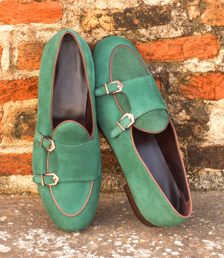 Emerald Suede Double Monk Loafer