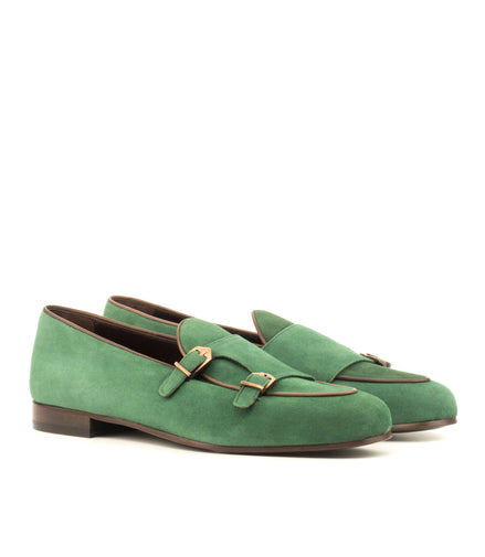 Emerald Suede Double Monk Loafer