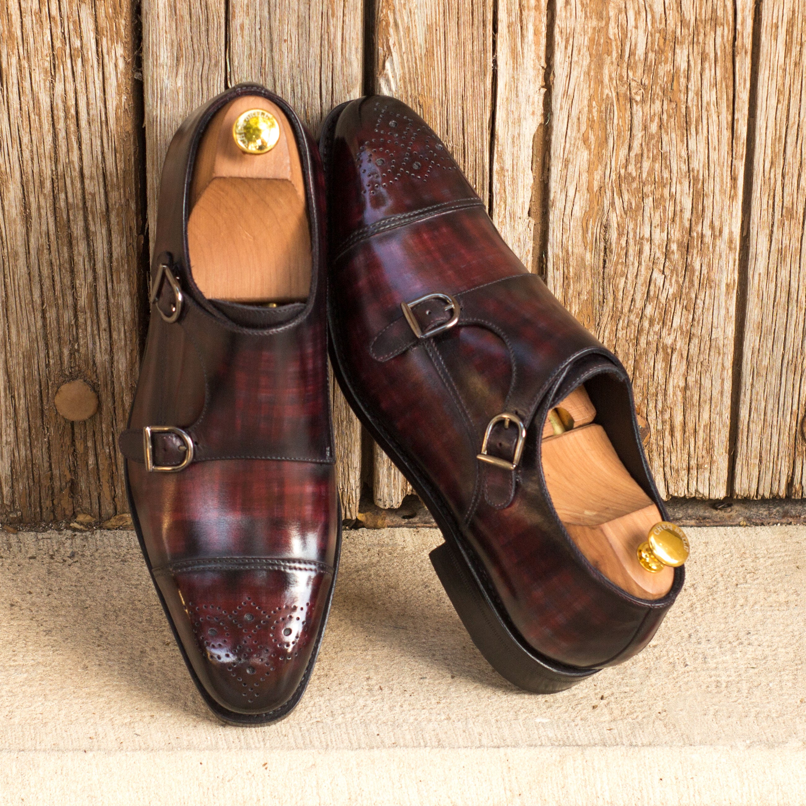 burgundy double monk