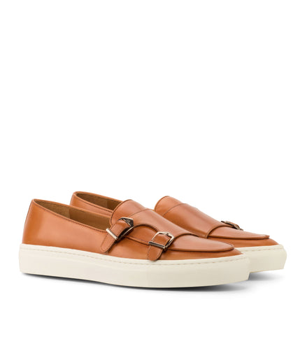 Cognac Double Monk Low Boat Shoe