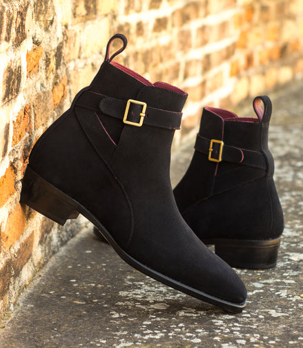 Black Suede J Strap Boot
