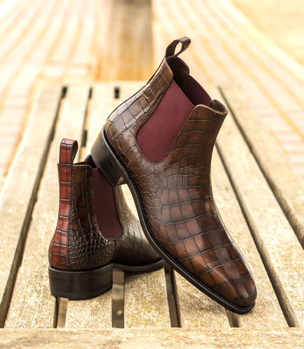 Burgundy Croc Chelsea Boot