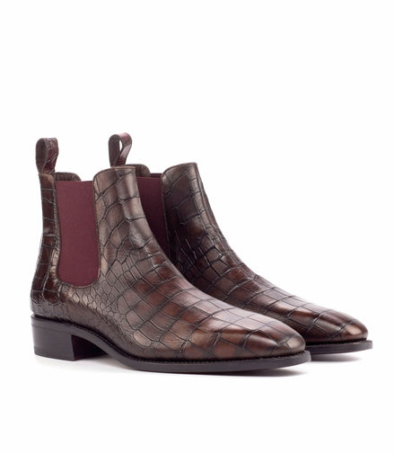 Burgundy Croc Chelsea Boot