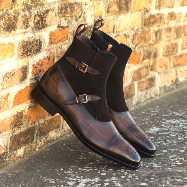 suede double monk boot