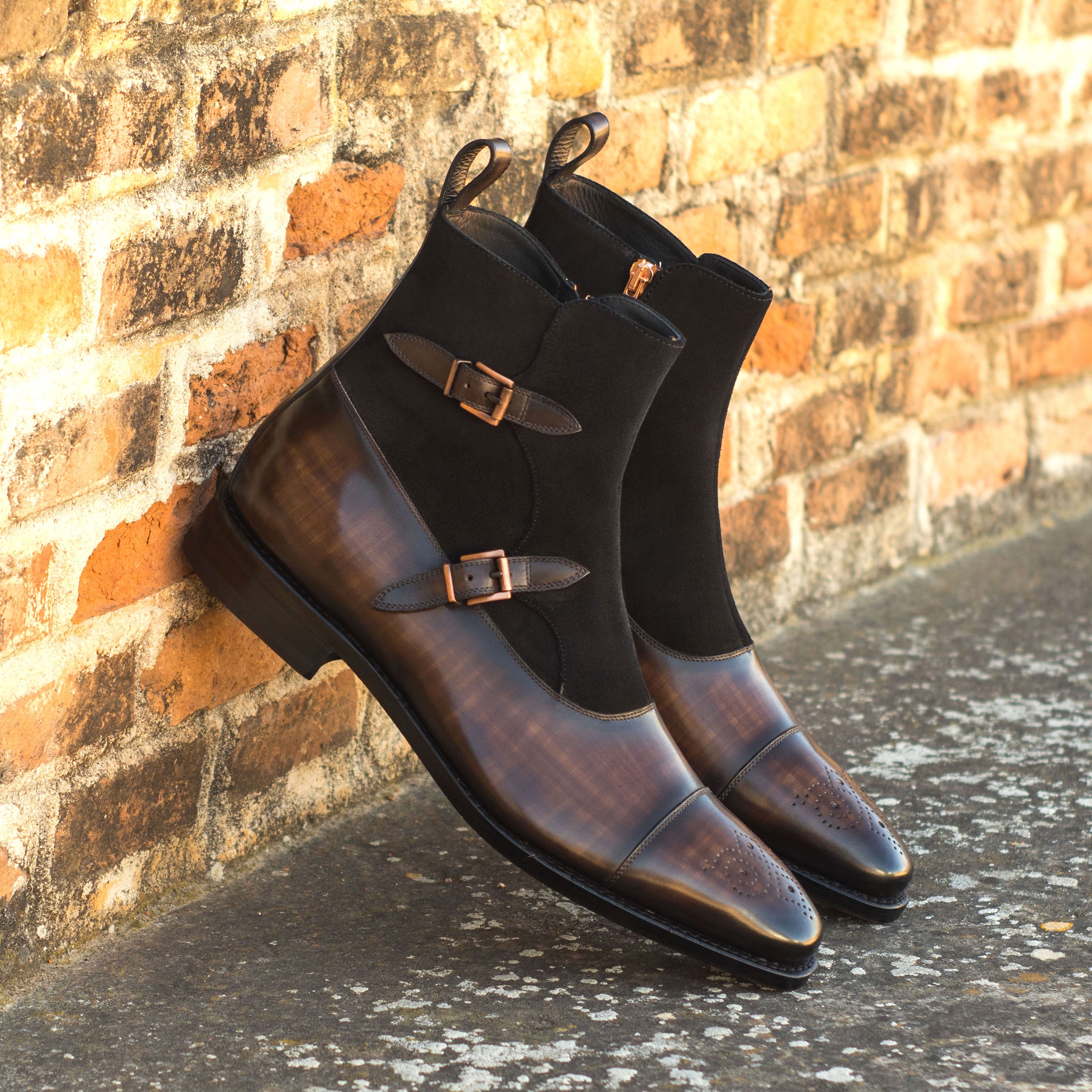 suede double monk boot