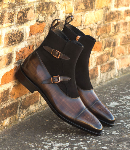 suede double monk boot