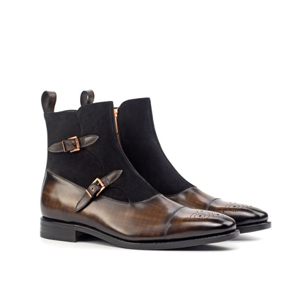 suede double monk boot