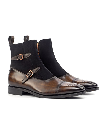 suede double monk boot