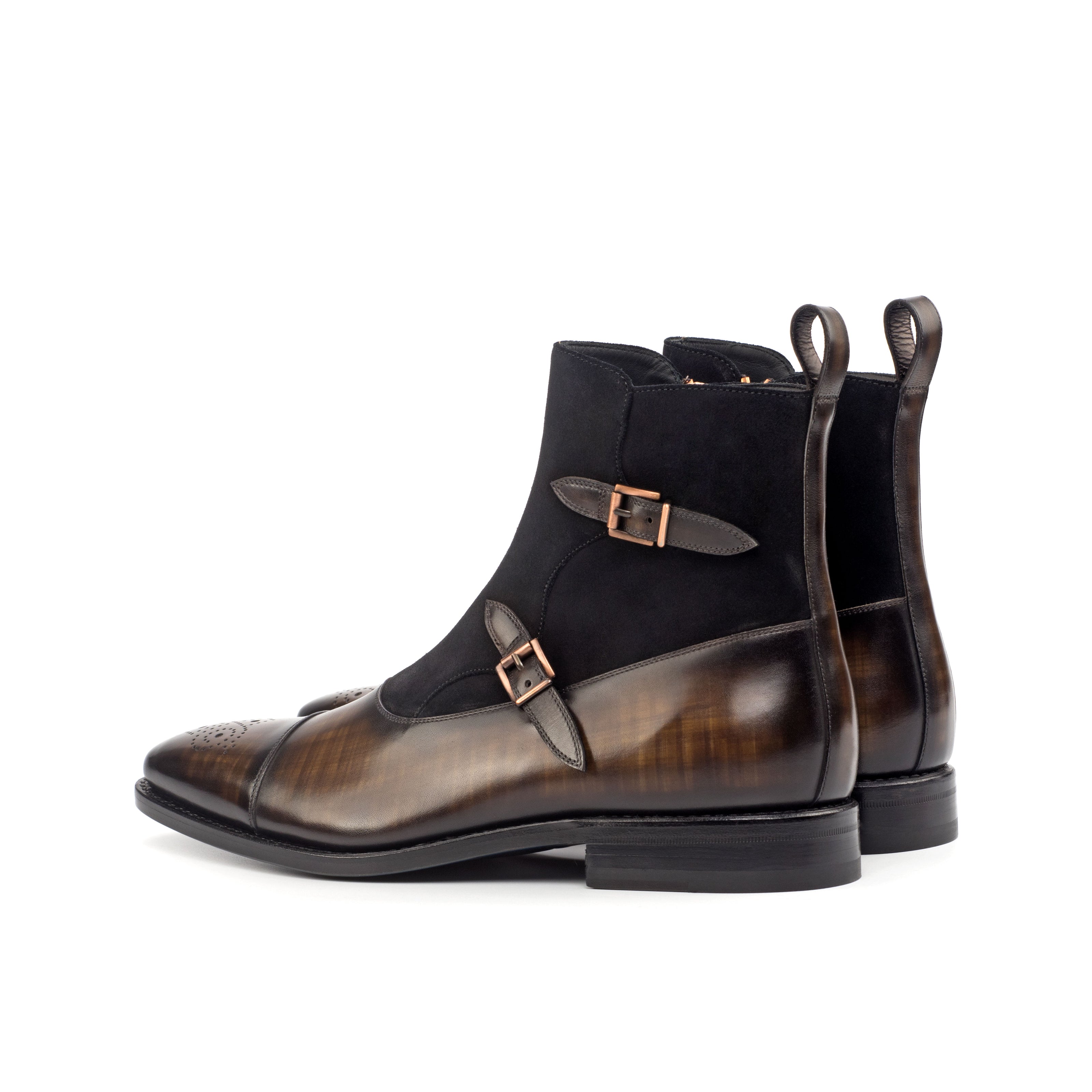 suede double monk boot