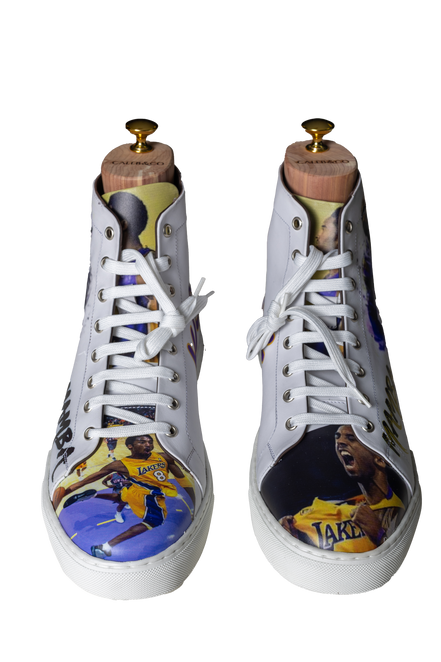 KOBE – Hand-Painted Mamba Tribute High-Top Sneaker