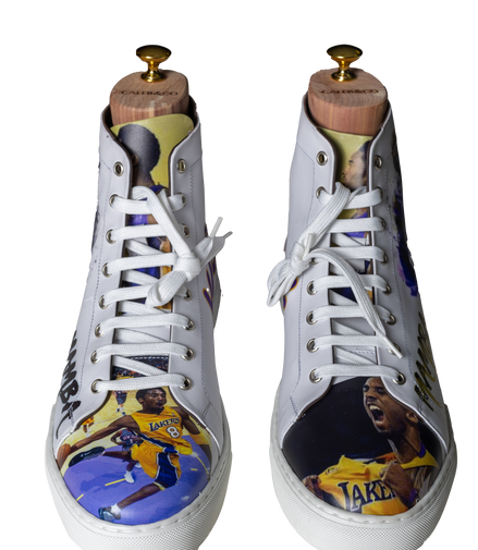 KOBE – Hand-Painted Mamba Tribute High-Top Sneaker