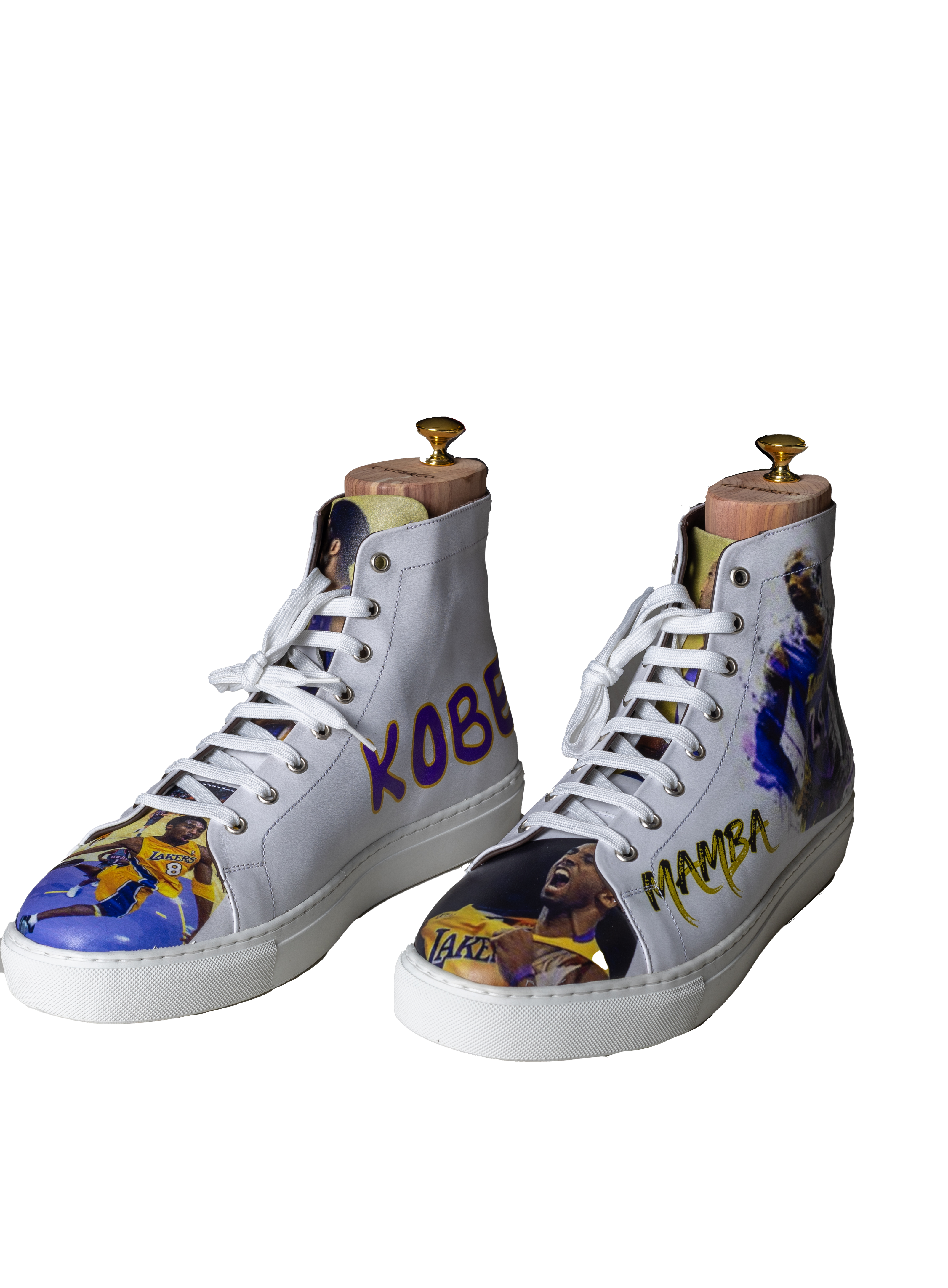 KOBE – Hand-Painted Mamba Tribute High-Top Sneaker