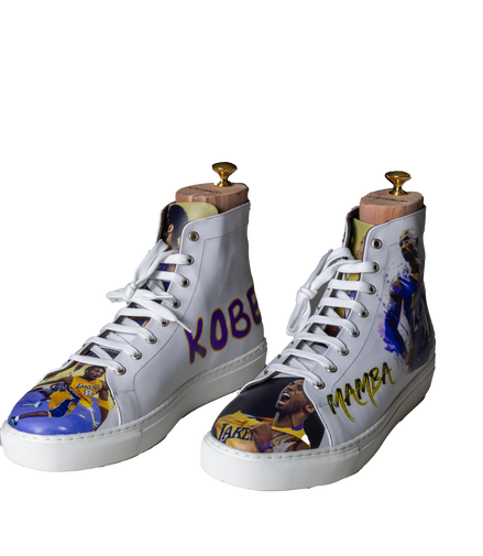 KOBE – Hand-Painted Mamba Tribute High-Top Sneaker