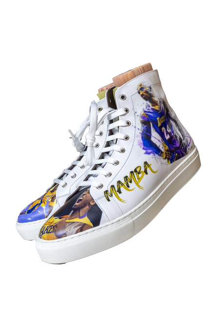 KOBE – Hand-Painted Mamba Tribute High-Top Sneaker