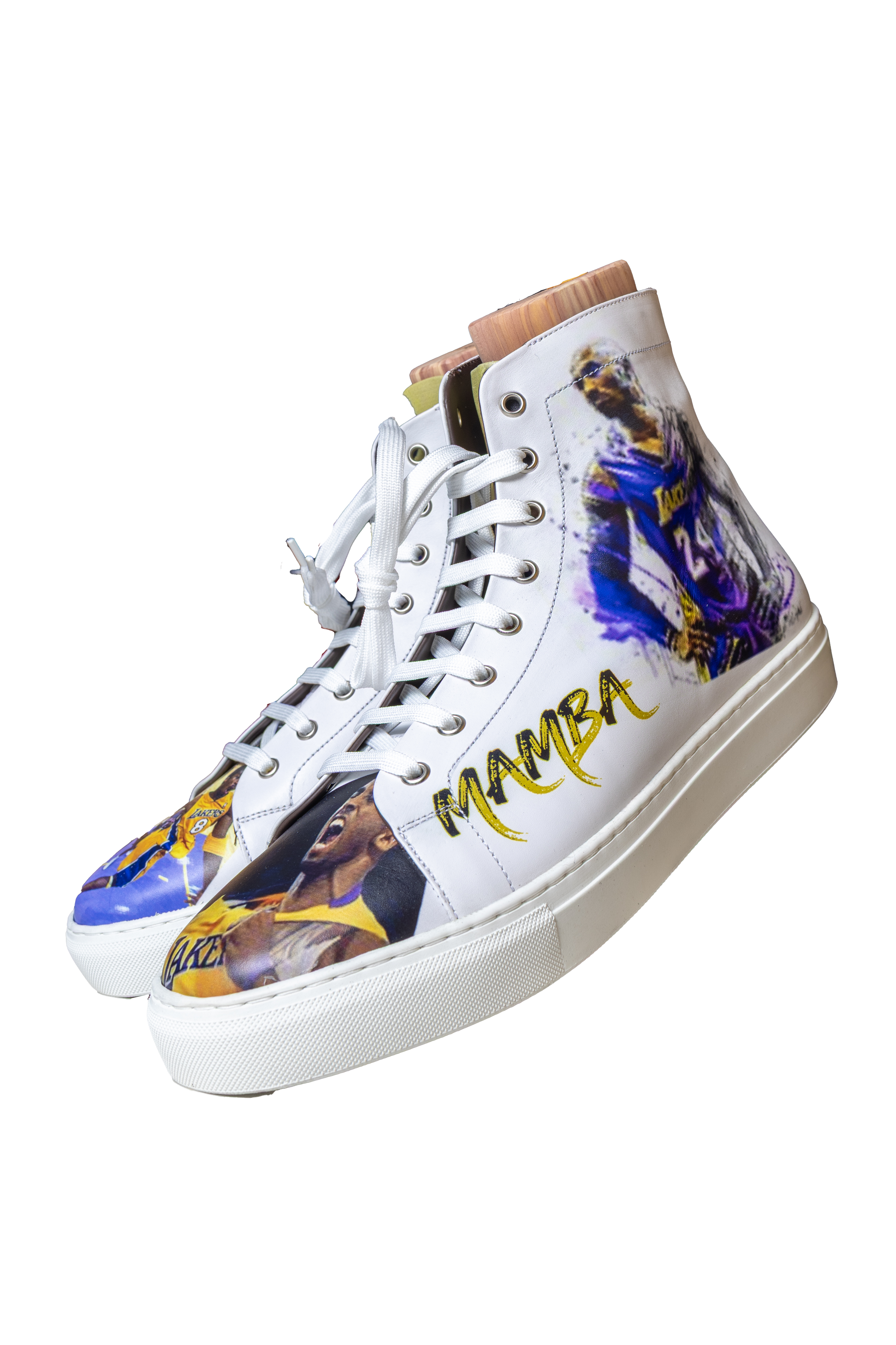 KOBE – Hand-Painted Mamba Tribute High-Top Sneaker