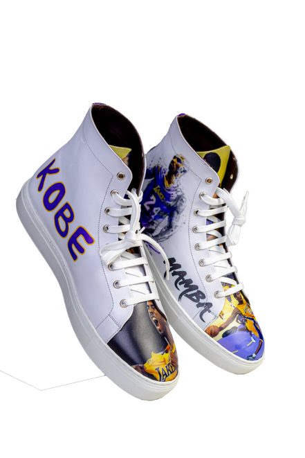 KOBE – Hand-Painted Mamba Tribute High-Top Sneaker