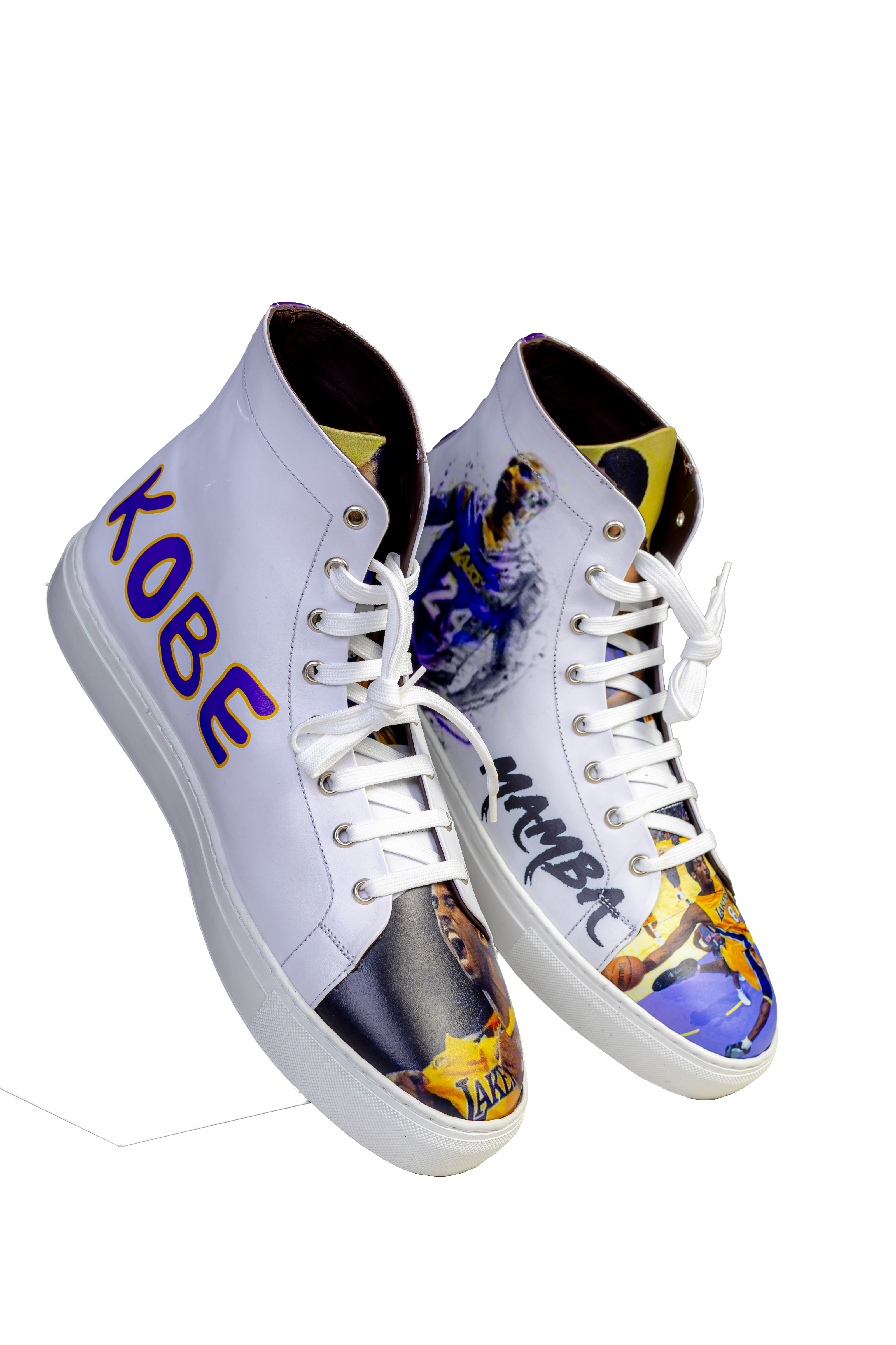KOBE – Hand-Painted Mamba Tribute High-Top Sneaker