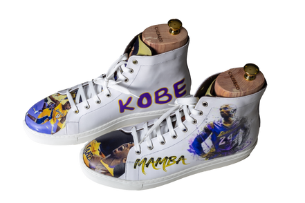 KOBE – Hand-Painted Mamba Tribute High-Top Sneaker