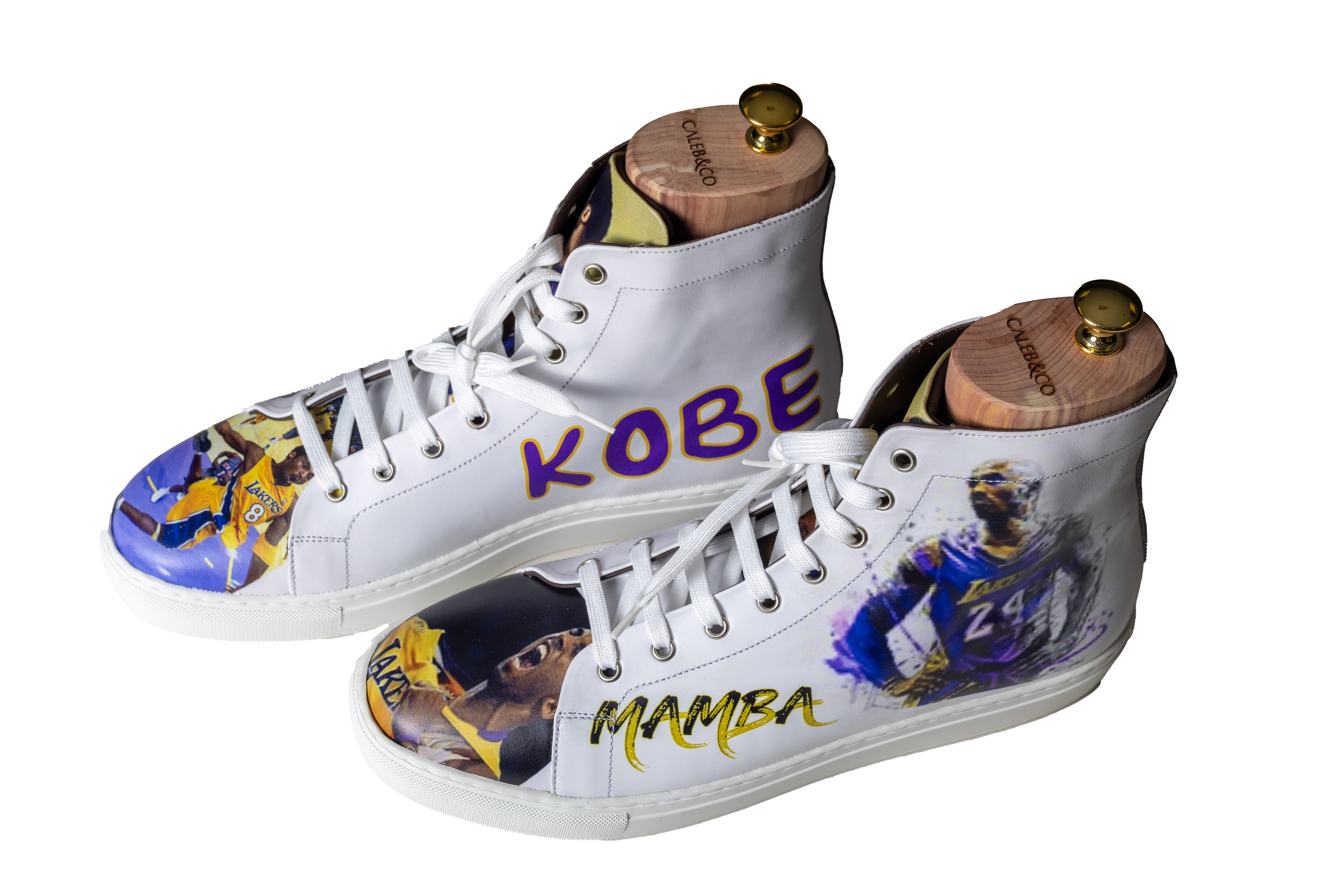 KOBE – Hand-Painted Mamba Tribute High-Top Sneaker