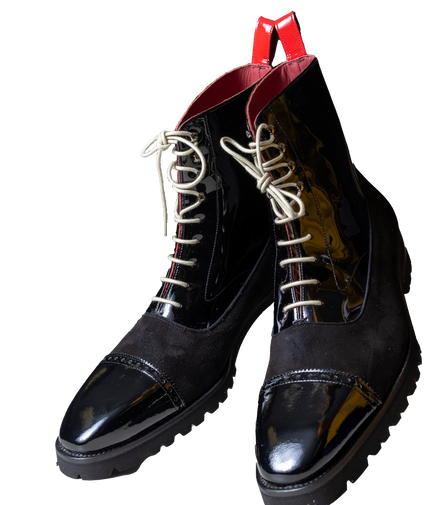 Carlisle Black and Red Patent Leather Casual Oxford Boot