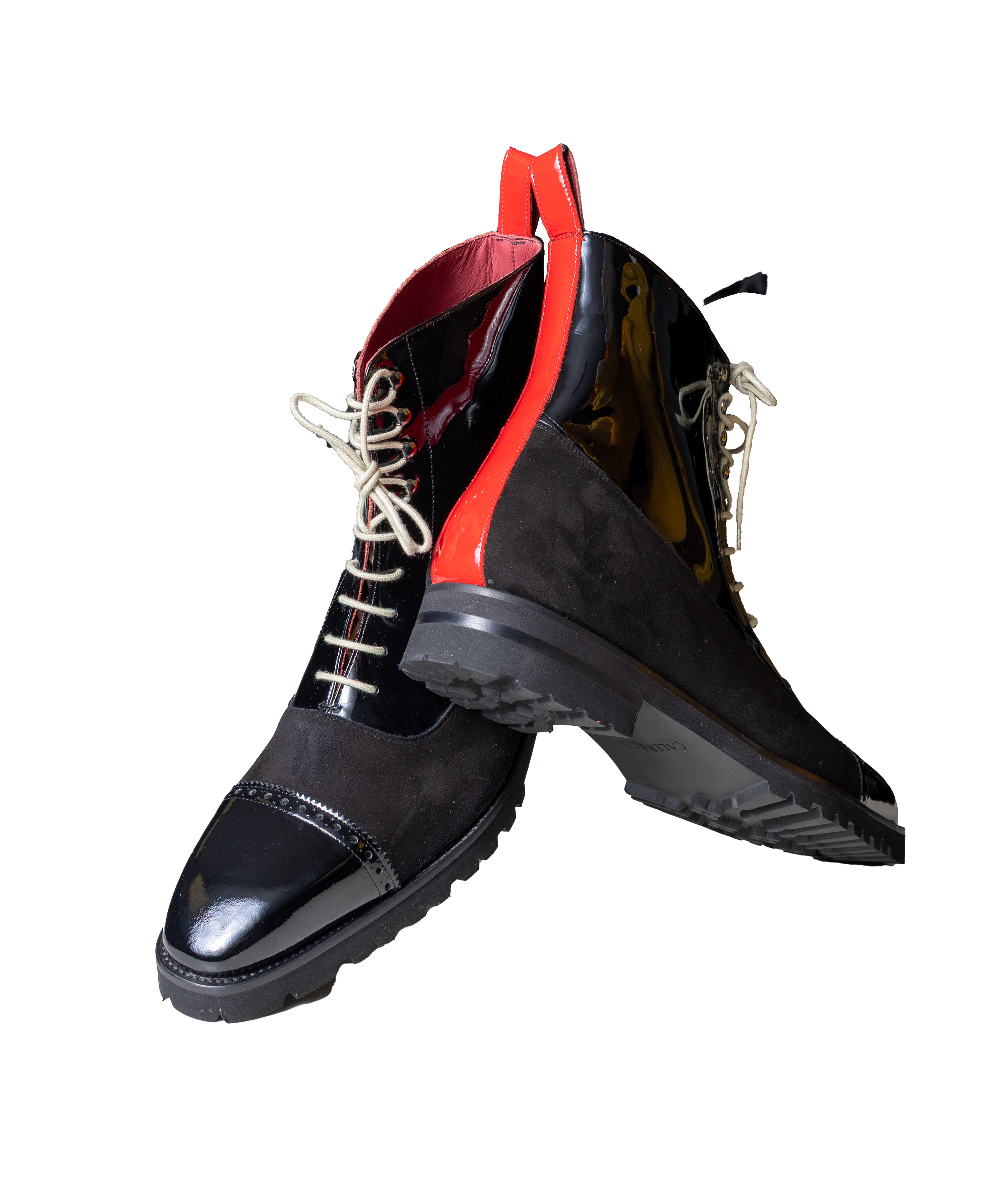 Carlisle Black and Red Patent Leather Casual Oxford Boot