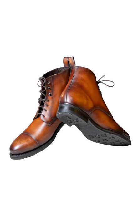 CORBIN – Polished Brown Calf Leather Cap Toe Boot