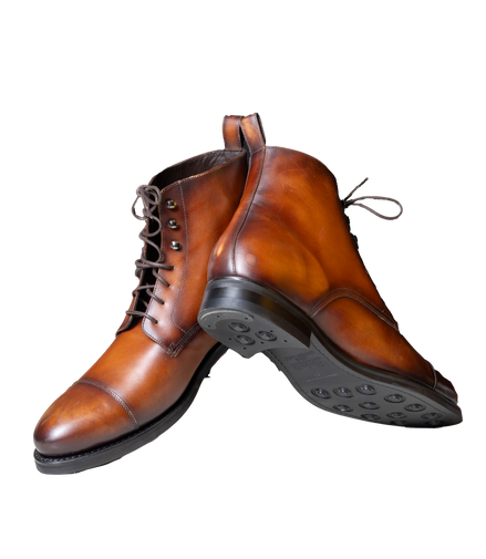 CORBIN – Polished Brown Calf Leather Cap Toe Boot