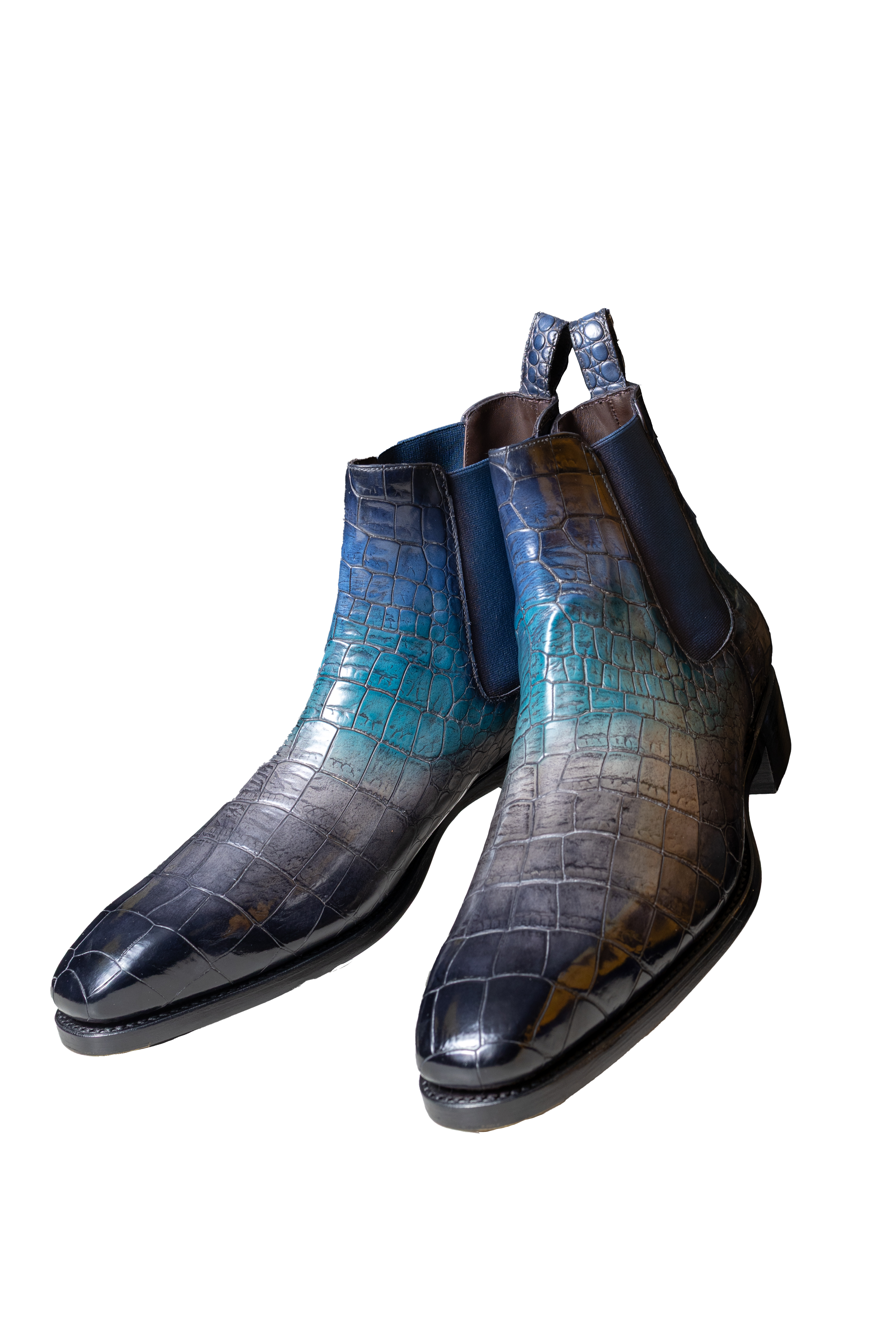 STERLING – Blue Gradient Crocodile Chelsea Boot