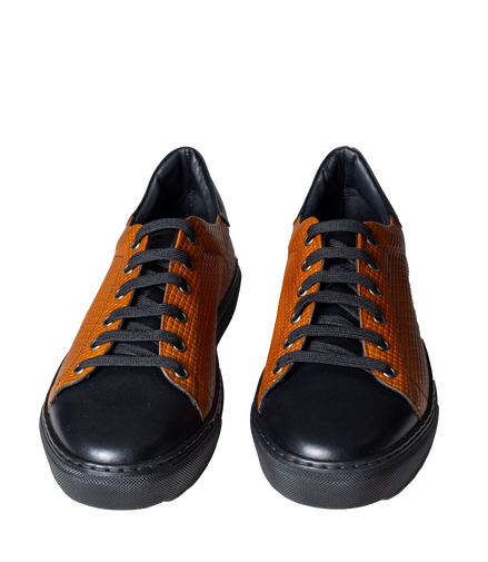 JENSON Heritage Low | Cognac & Black Braided Leather