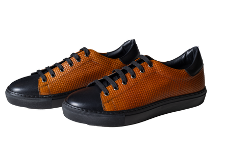 JENSON Heritage Low | Cognac & Black Braided Leather