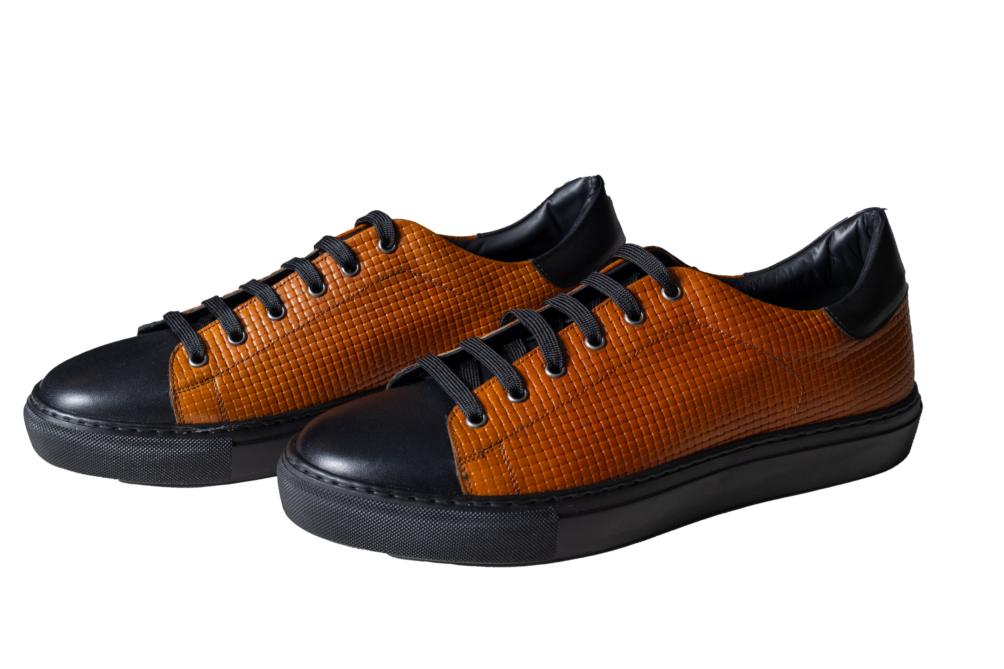 JENSON Heritage Low | Cognac & Black Braided Leather