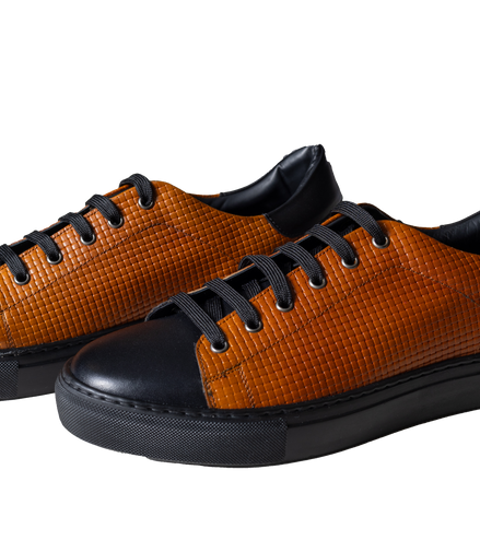 JENSON Heritage Low | Cognac & Black Braided Leather