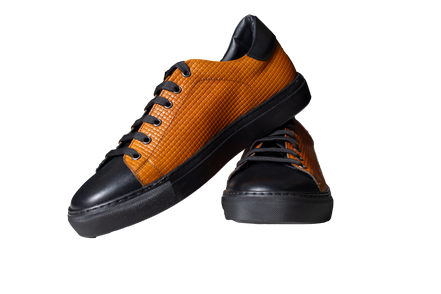 JENSON Heritage Low | Cognac & Black Braided Leather