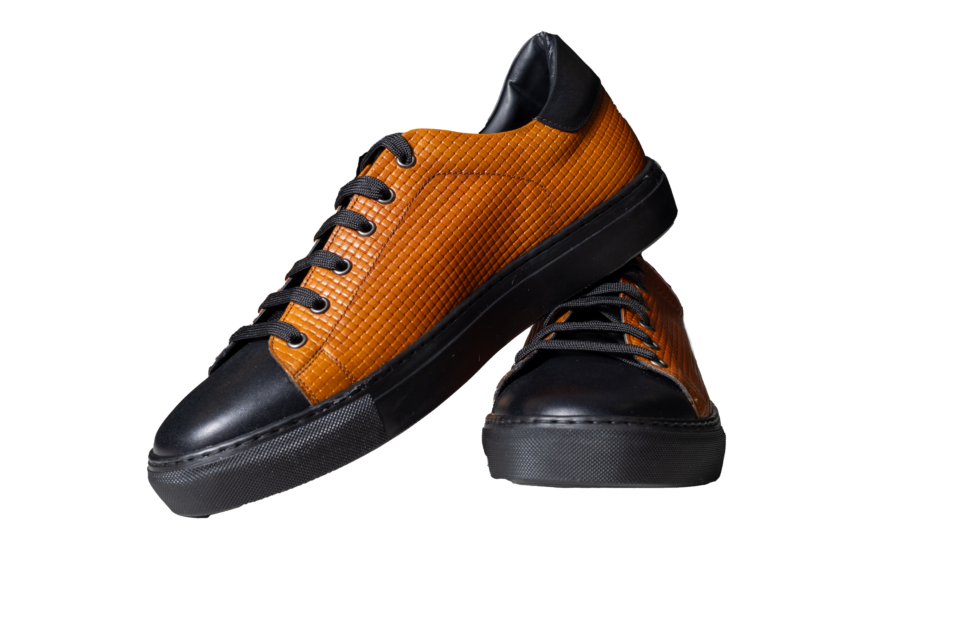 JENSON Heritage Low | Cognac & Black Braided Leather