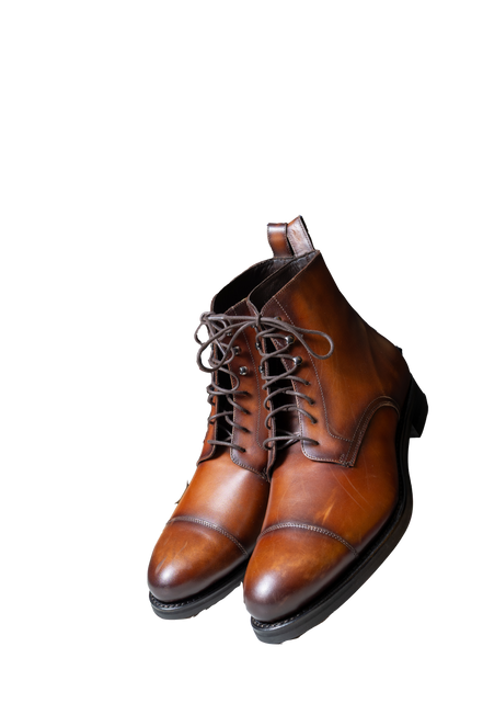 CORBIN – Polished Brown Calf Leather Cap Toe Boot
