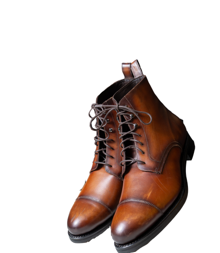 CORBIN – Polished Brown Calf Leather Cap Toe Boot