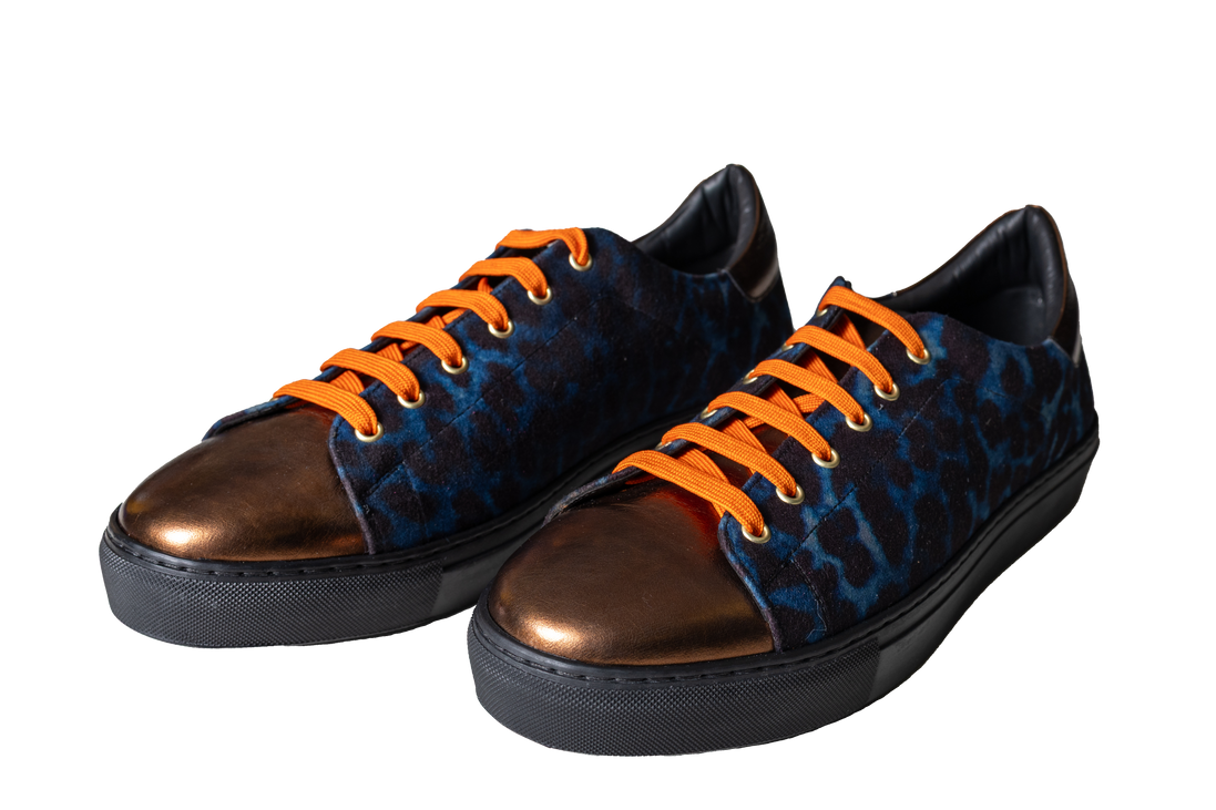 CAIRO – Blue Leopard + Bronze Leather Casual Shoes